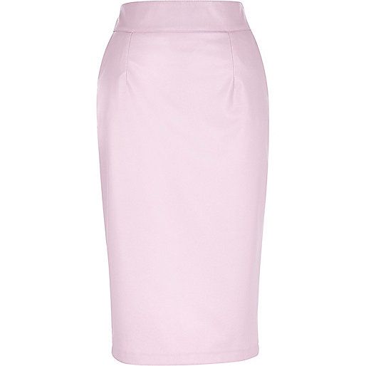 Light pink leather-look pencil skirt | River Island (UK & IE)