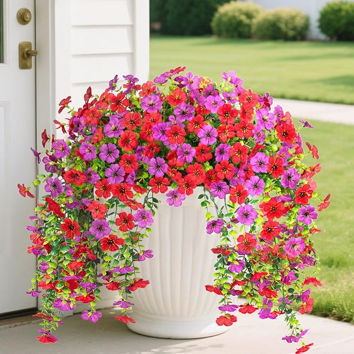 2PCS Artificial Hanging Flowers, 90 Violet and Eucalyptus Vines Fake Hanging Plants for Wall Home... | Amazon (US)