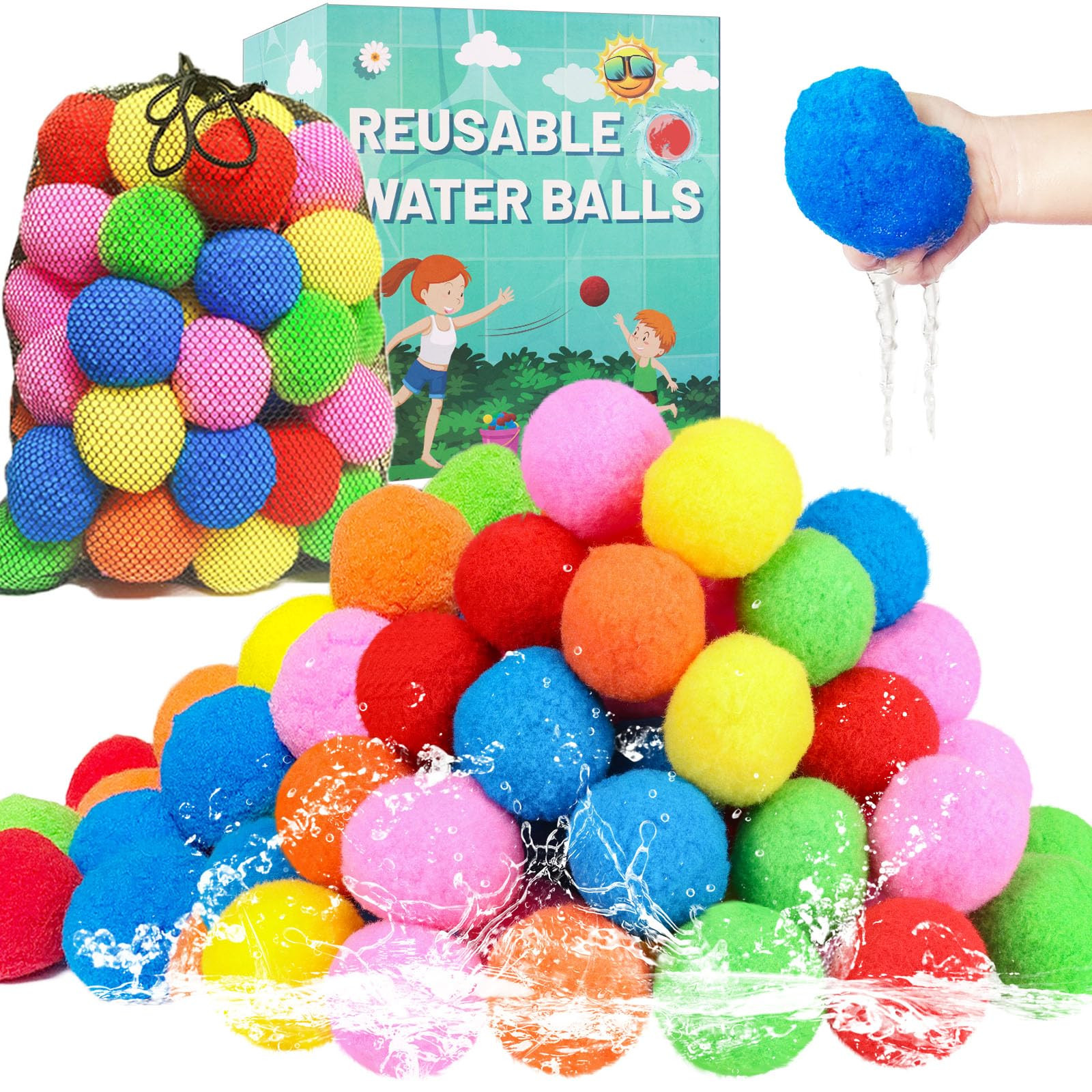 90 Pcs Reusable Water Balls, Reusable Water Balloons for Outdoor Toys and Games, Water Toys for K... | Amazon (US)