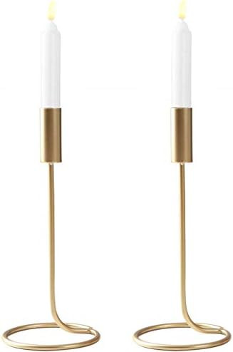DSDecor 2 Pack Taper Candle Holder Metal Wrought Iron Candlestick Holder Table Decorative Candle Hol | Amazon (US)