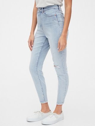 Sky High Destructed Curvy True Skinny Ankle Jeans with Secret Smoothing Pockets | Gap (US)