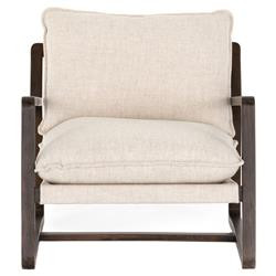 Ailyn Rustic Lodge Cream Performance Dark Brown Wood Occasional Arm Chair | Kathy Kuo Home