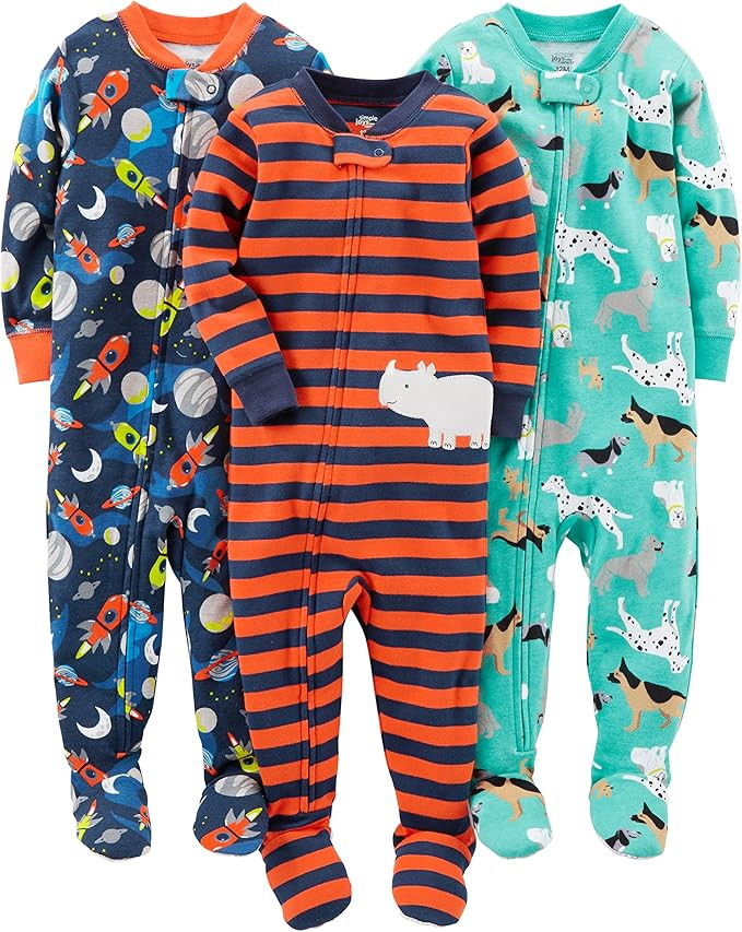 Simple Joys by Carter's Toddlers and Baby Boys' Snug-Fit Footed Cotton Pajamas, Pack of 3 | Amazon (US)