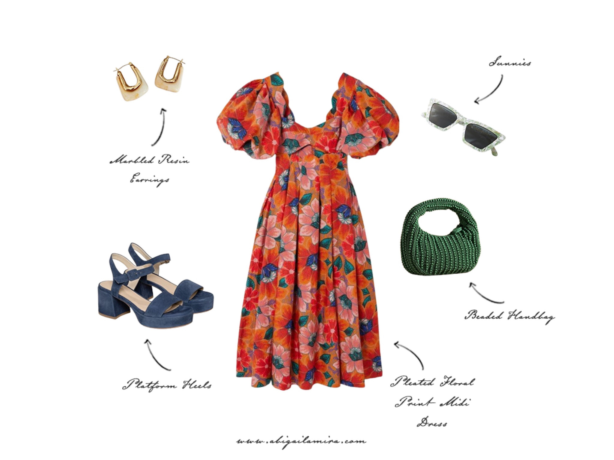 New blog post! This fantastic outfit is ideal for your upcoming vacation! The stunning pleated floral print dress features a beautiful color palette. I accentuated this by pairing it with deep-hued blue platform heels, a vibrant green beaded bag, fun sunglasses, and marbled resin earrings to complete the look. Head over to www.abigailamira.com to read the full post. 

#LTKFestival #LTKSeasonal #LTKStyleTip