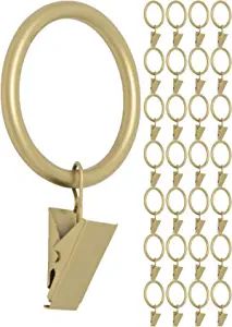 Amazon.com: Meriville Drapery Curtain Rings with Clip - 1.5-Inch Inner Diameter, Fits Up to 1 1/4... | Amazon (US)