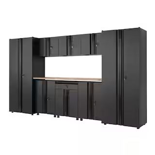 Husky 9-Piece Regular Duty Welded Steel Garage Storage System in Black (133 in. W x 75 in. H x 19... | The Home Depot