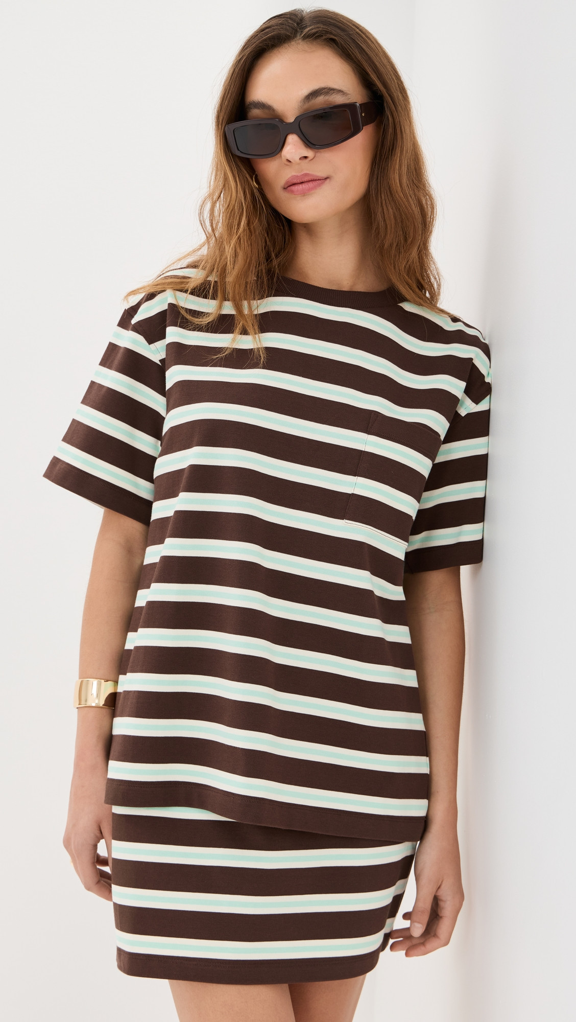 LE BOP Caroline Striped Tee Ivory/Khaki/Black XXL | Shopbop