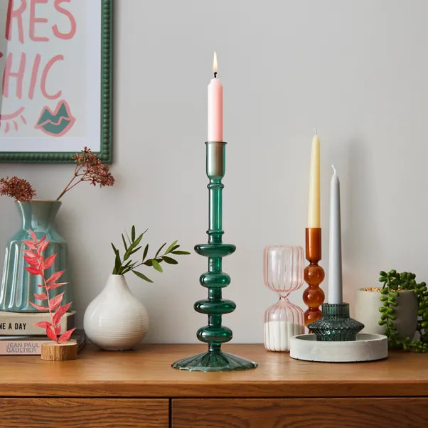 Fluted Glass Candlestick Holder | Dunelm (migrated)
