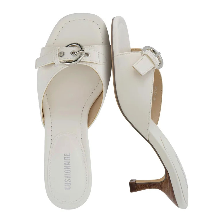 Cushionaire Belle Kitten Heels for Women with Buckle Accent, Comfortable Mule Dressy Womens Sanda... | Walmart (US)