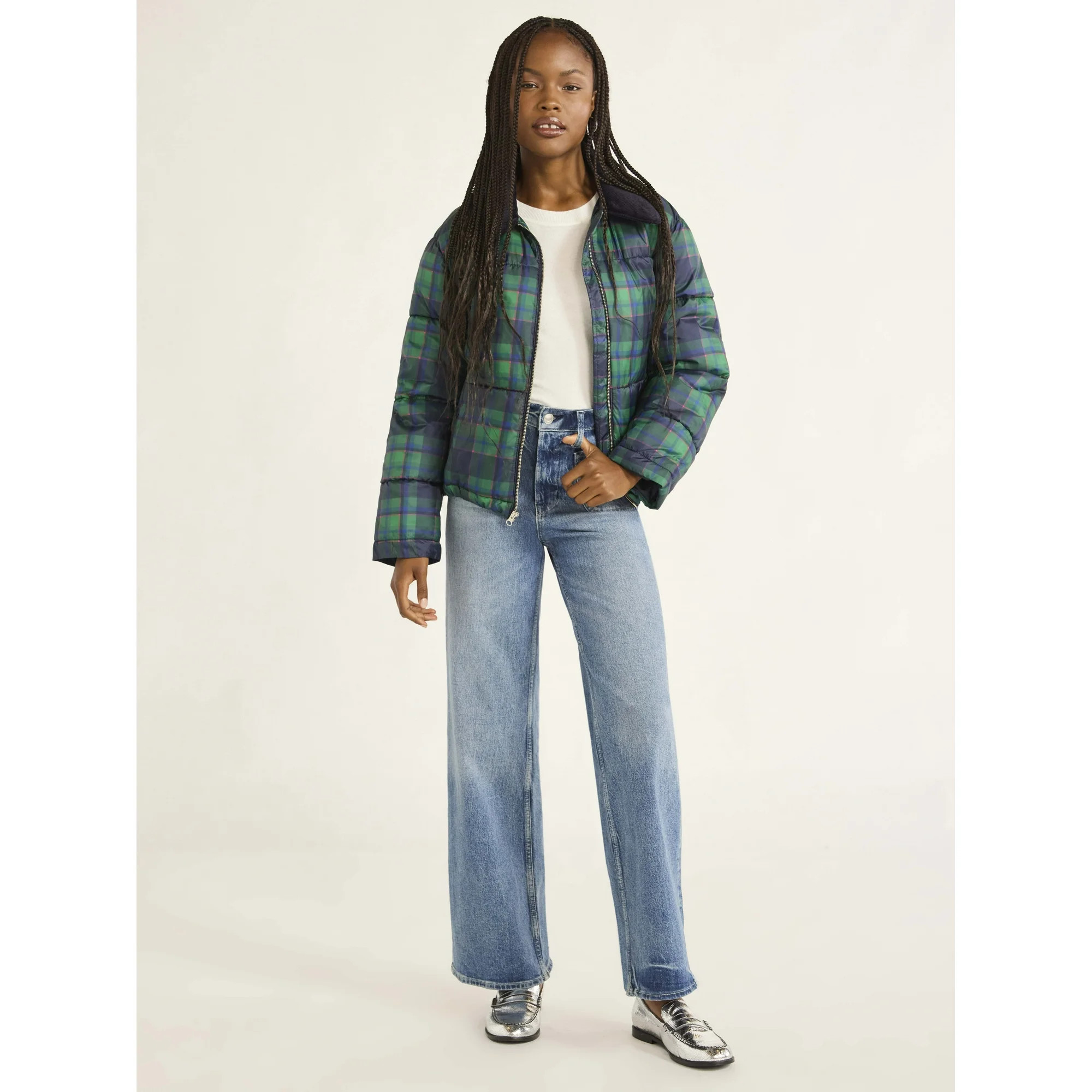 Free Assembly Women's and Women's Plus Short Puffer Jacket, Sizes XS-4X | Walmart (US)