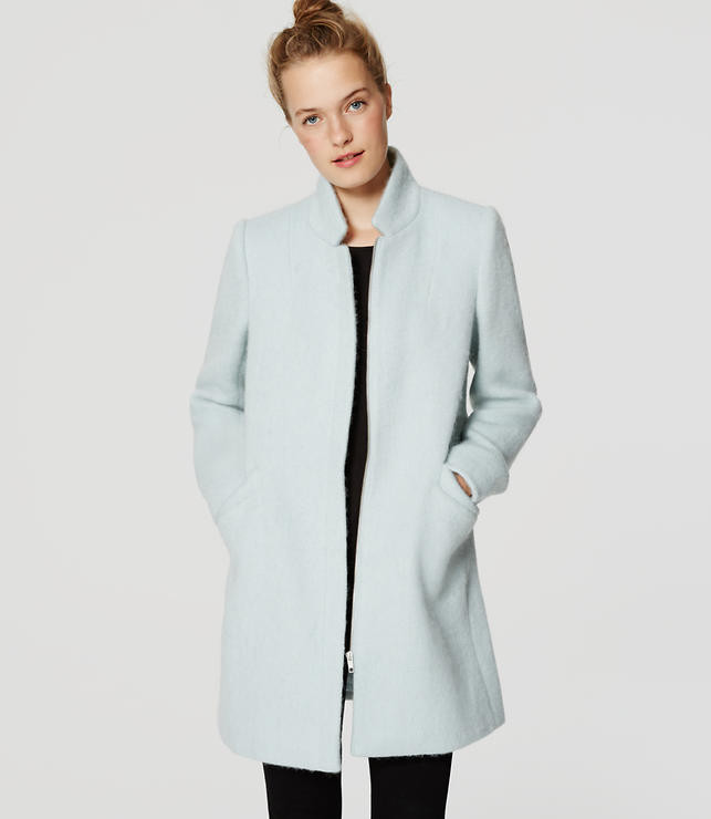 Brushed Stand Collar Coat | LOFT