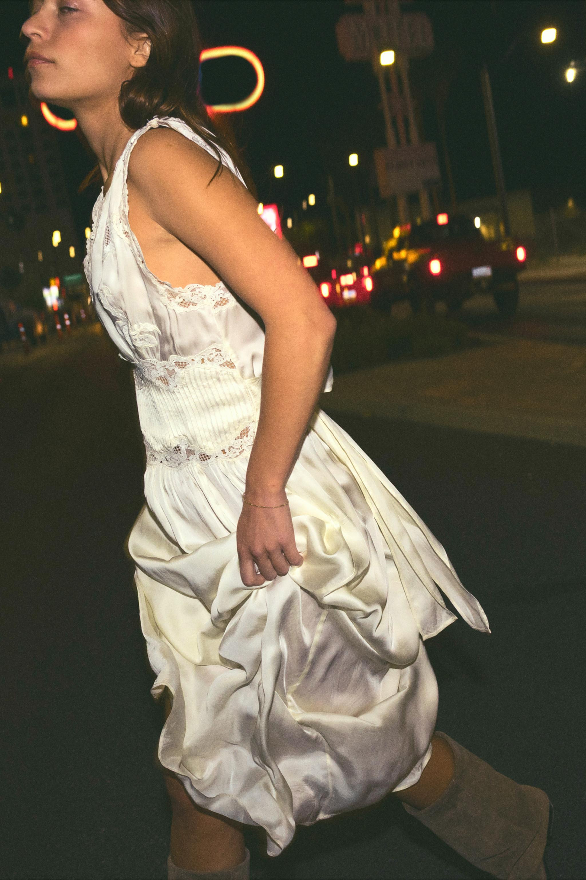 LIMITED EDITION SATIN EFFECT PLEATED LACE DRESS | Zara US