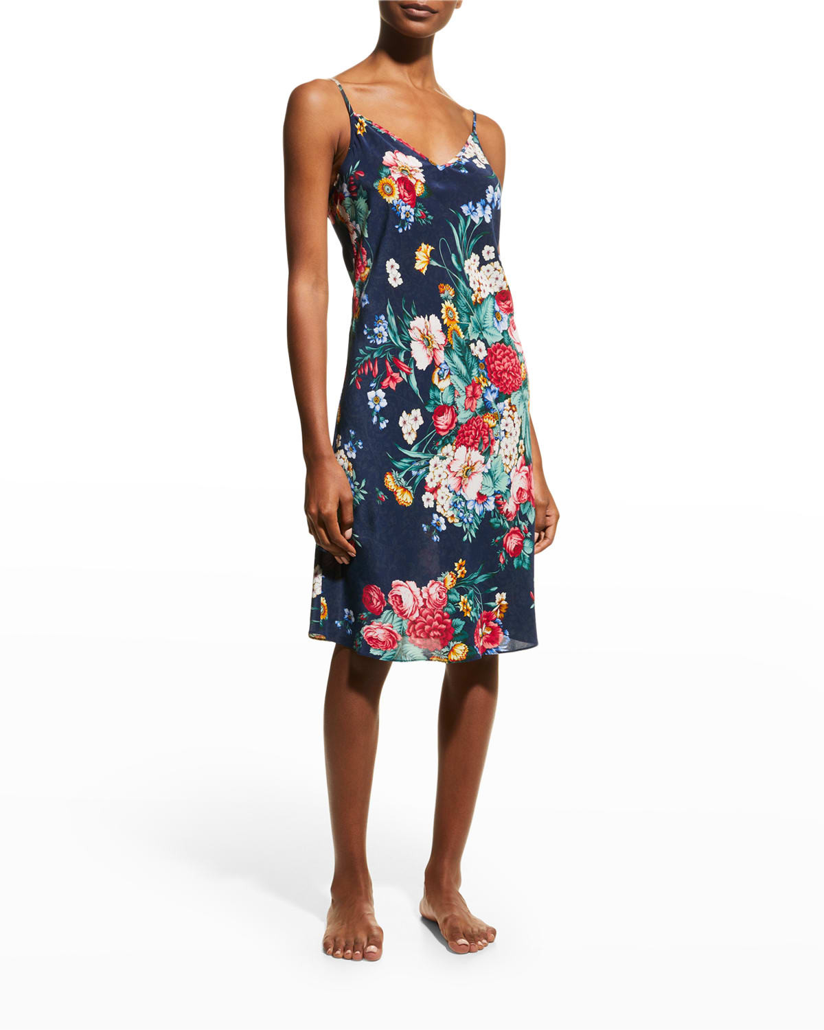 Caitlyn Silk Floral-Print Slip Dress | Neiman Marcus