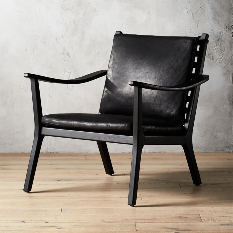Parlay Black Leather Lounge Chair + Reviews | CB2 | CB2