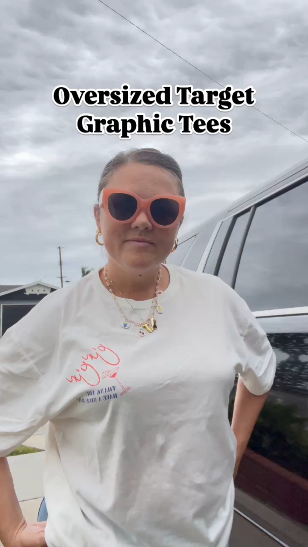 Both tees are under $15 at Target and a perfect oversized fit! Wearing a size medium (36C, 160lbs, 5”3) ❤️