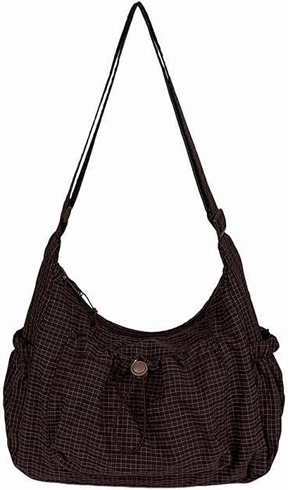Plaid Crossbody Bags, Slouchy Hobo Crossbody Bag, Cute Messenger Bag, Nylon Crescent Crossbody Pu... | Amazon (US)