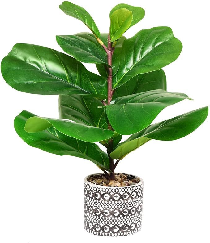 SenseYo Artificial Plants Fiddle Leaf Fig Tree 18" Fake Tree in Pot Natural Faux Tree with 13 Lea... | Amazon (US)