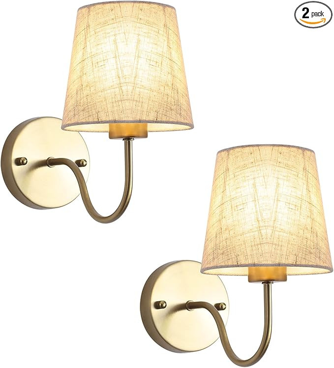 LASENCHOO Gold Wall Sconces Set of Two, Modern Sconces Wall Lighting Vintage Wall Light Fixtures ... | Amazon (US)