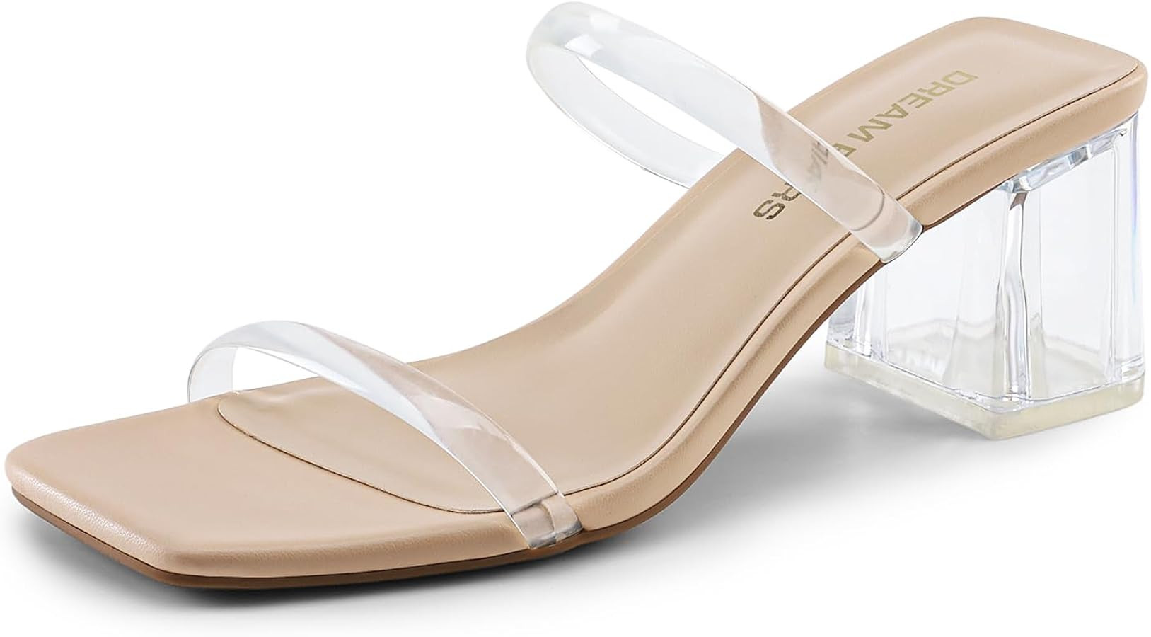 DREAM PAIRS Sandal Heels for Women Low Square Open Toe Block Chunky Heels Slip On Slides Mules fo... | Amazon (US)