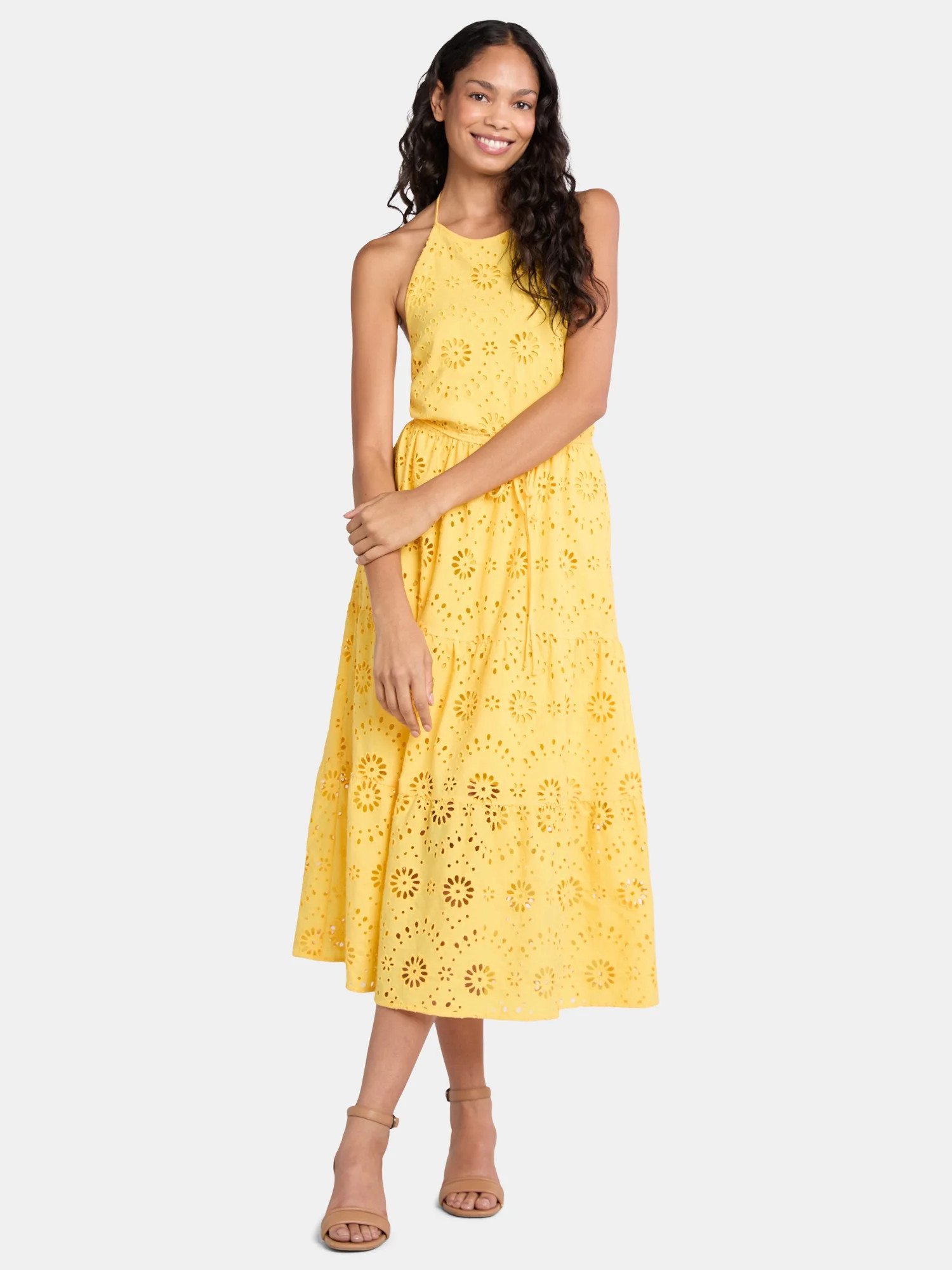 Time and Tru Women's Eyelet Halter Dress, Sizes XS-XXXL. | Walmart (US)