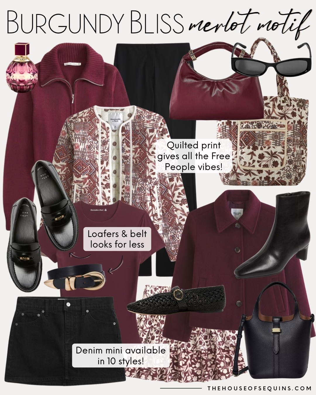 Shop burgundy fall outfits! Free people inspired Quilted jacket, cropped, Target bag, Penny listers, Madewell belt look for less, denim mini skirt, designer bag look for less and more! 

#LTKShoeCrush #LTKFindsUnder100 #LTKItBag