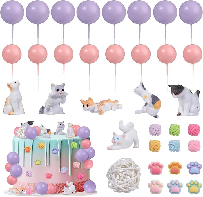 35 Pieces Cat Cake Topper Cat Birthday Decorations Realistic Cat Figurines Cat Party Decorations ... | Amazon (US)