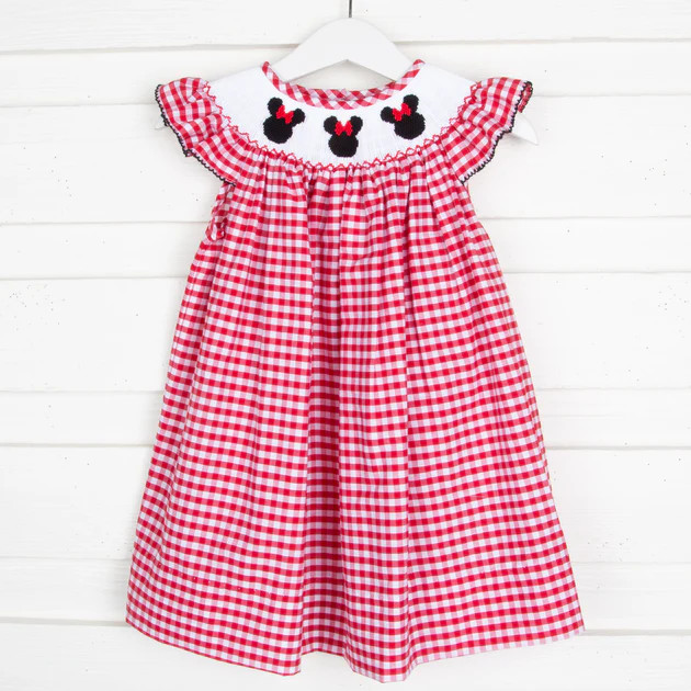 Mouse Ears Smocked Dress Red Check | Classic Whimsy
