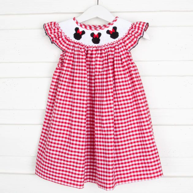 Mouse Ears Smocked Dress Red Check | Classic Whimsy