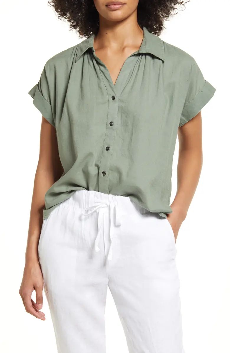 Caslon® Linen Blend Camp Shirt | Nordstrom | Nordstrom