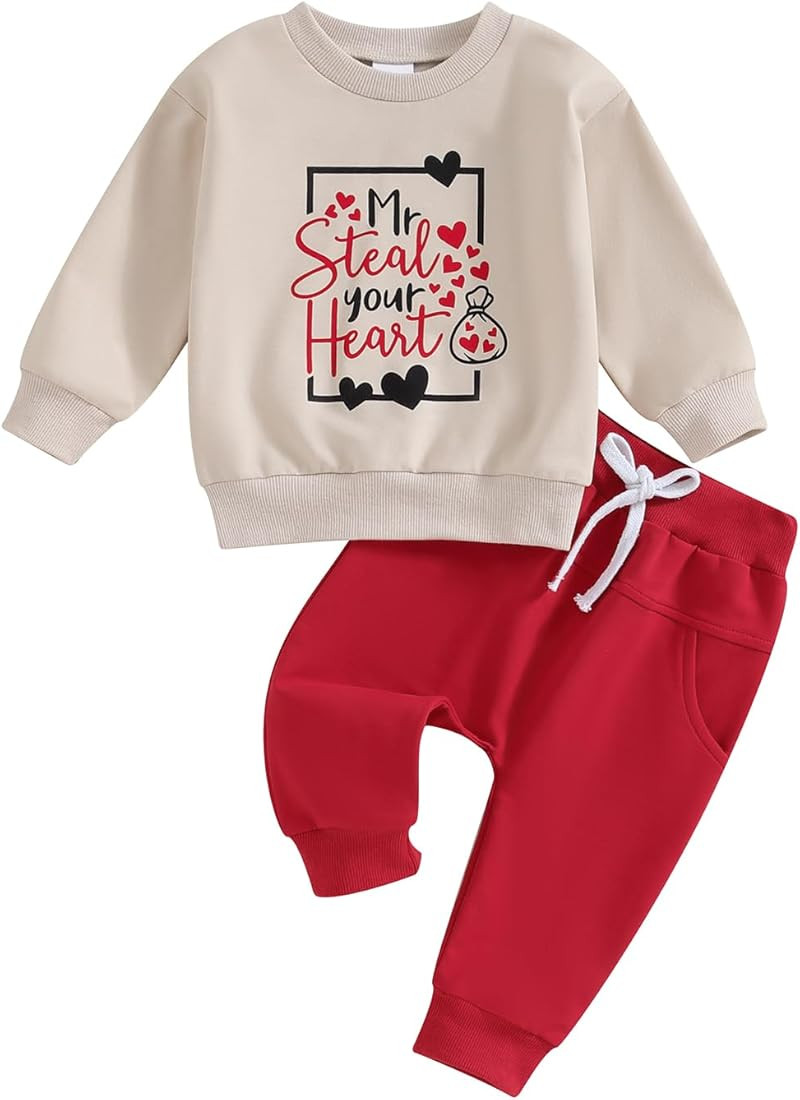 Baby Boy Outfit Sweatsuit Letter Sweatshirt Shirt Pullover Tops Pants Toddler Boys Festive Clothi... | Amazon (US)
