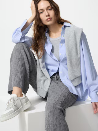 Women's Washable Knit Cable Pants Gray Medium UNIQLO US | UNIQLO (US)