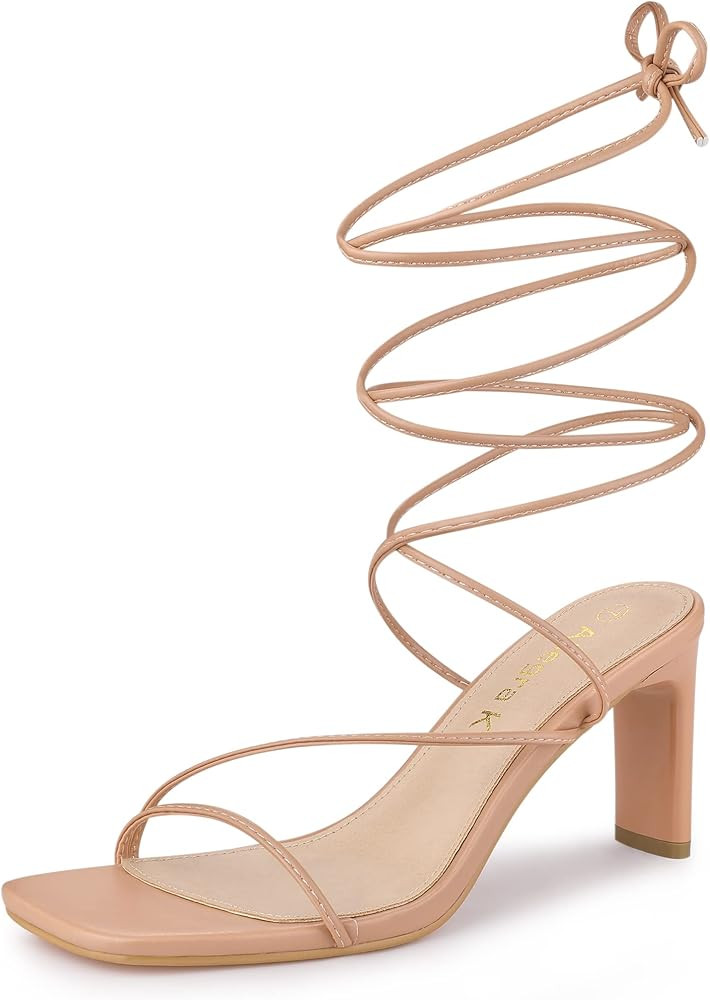 Women's Lace Up Strappy Block High Heel Sandals | Amazon (US)