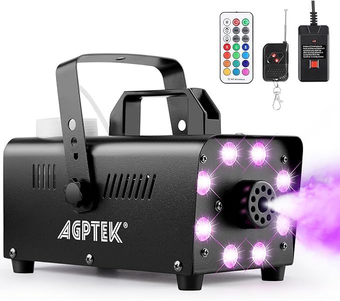 AGPTEK Smoke Machine, Fog Machine with 13 Colorful LED Lights Effect, 500W and 2000CFM Fog with 1... | Amazon (US)
