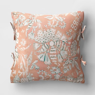 18"x18" Coronet Floral Square Outdoor Throw Pillow Orange - Threshold™ designed with Studio McG... | Target
