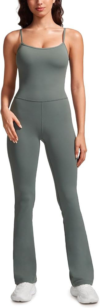 Amazon.com: CRZ YOGA Butterluxe Flare Jumpsuits for Women Spaghetti Strap Workout Athletic Onesie... | Amazon (US)