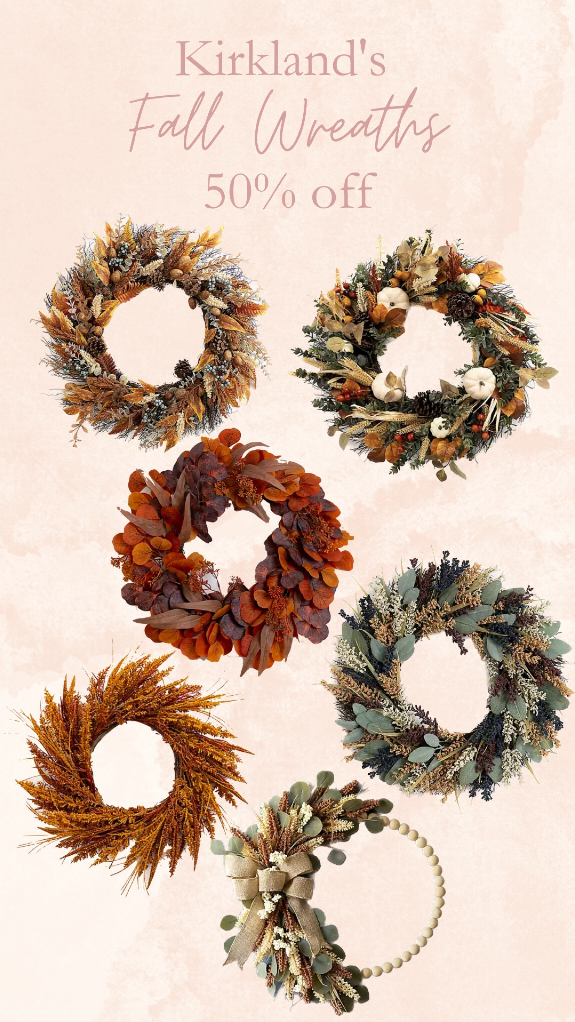 Fall wreaths on sale! 50% off fall wreaths at Kirkland’s. Fall decorations. Fall front door inspiration 

#LTKSale #LTKunder100 #LTKSeasonal