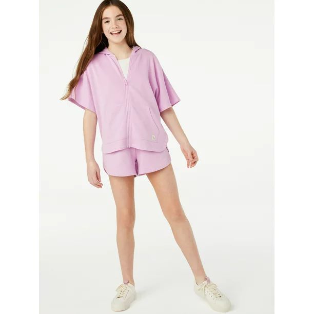 Free Assembly Girls Short Sleeve Fleece Poncho & Shorts, 2-Piece Outfit Set, Sizes 4-18 - Walmart... | Walmart (US)