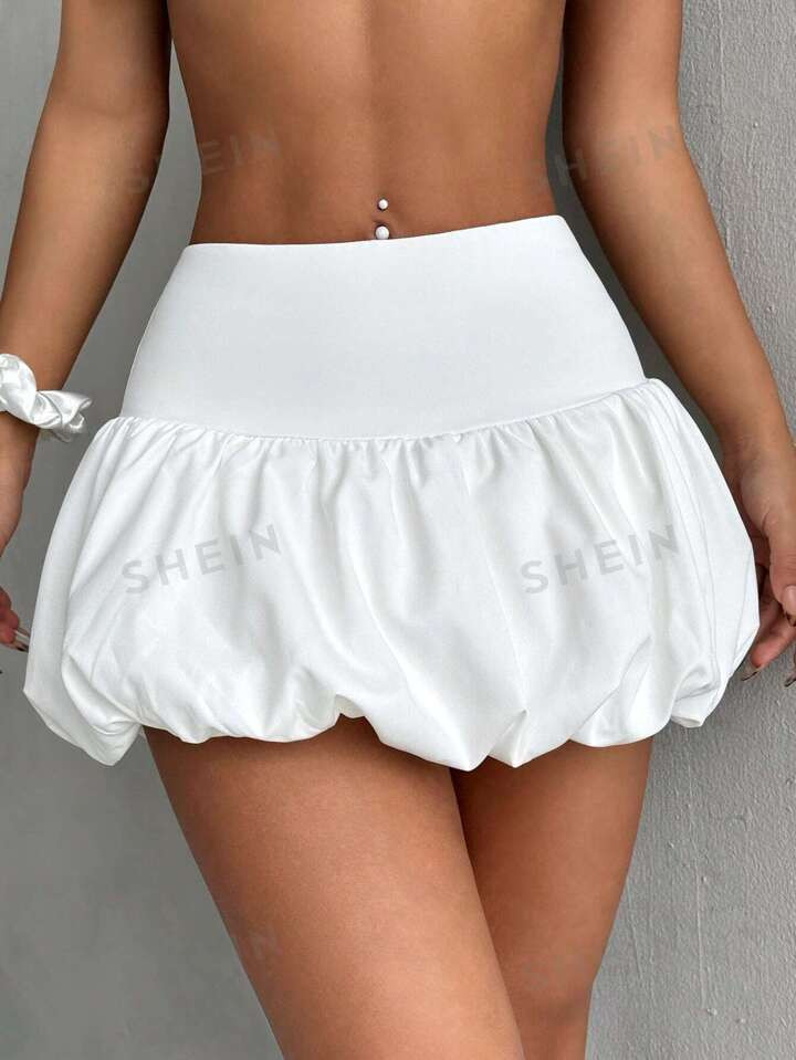 SHEIN EZwear Women's Solid Color Short Blossom Skirt | SHEIN