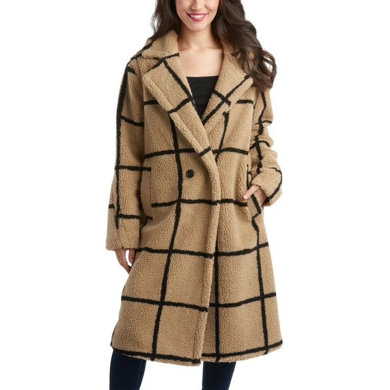 Jessica Simpson Women's Winter Coat - Full Length Double Breasted Sherpa Fleece Peacoat (Size: S-... | Walmart (US)