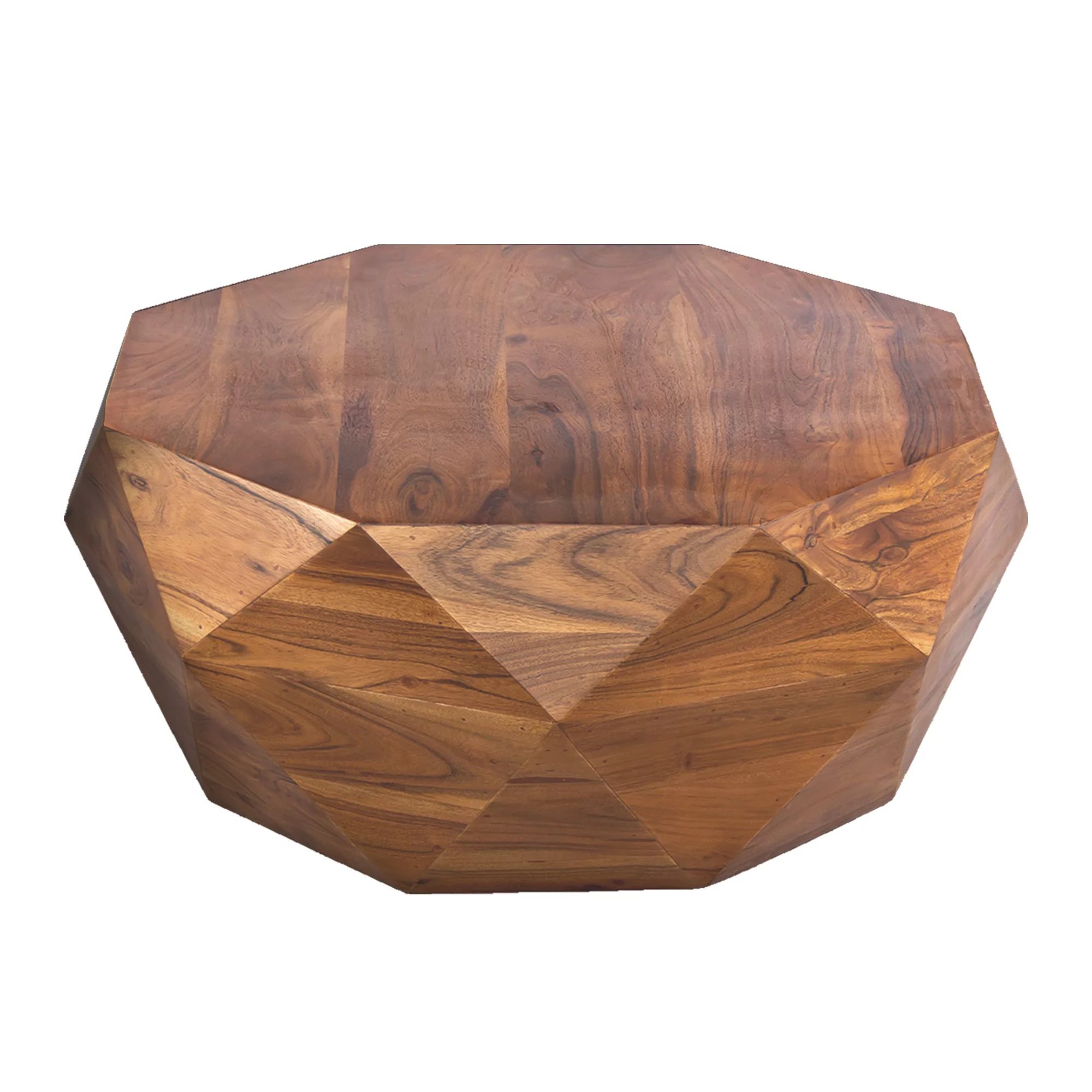 The Urban Port Diamond Shape Acacia Wood Coffee Table With Smooth Top, Dark Brown - Walmart.com | Walmart (US)