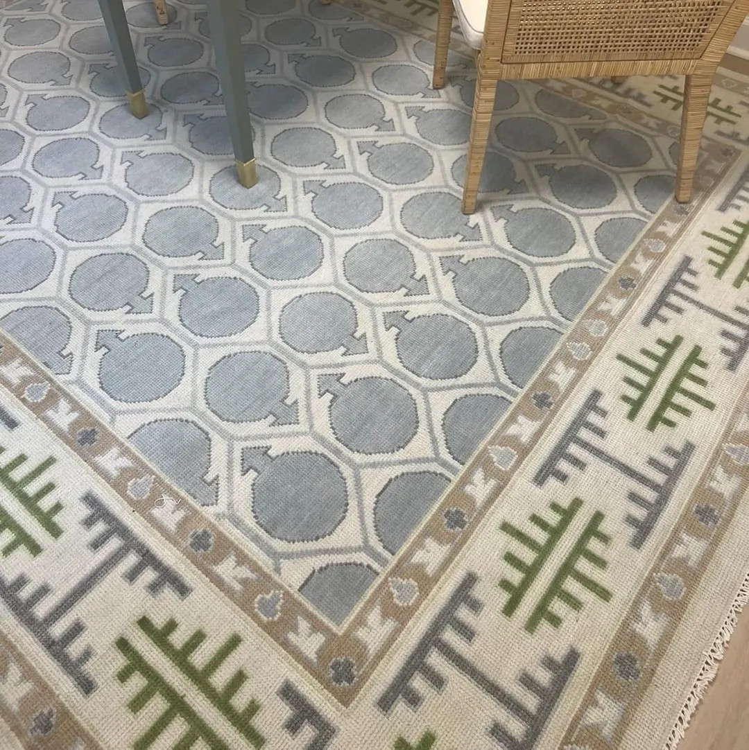 Oushak Rug,Blue Beige  Hand Knotted Wool Rug |  Accent-Blue Green Beige  Turkish Oushak Rug | New... | Etsy (US)