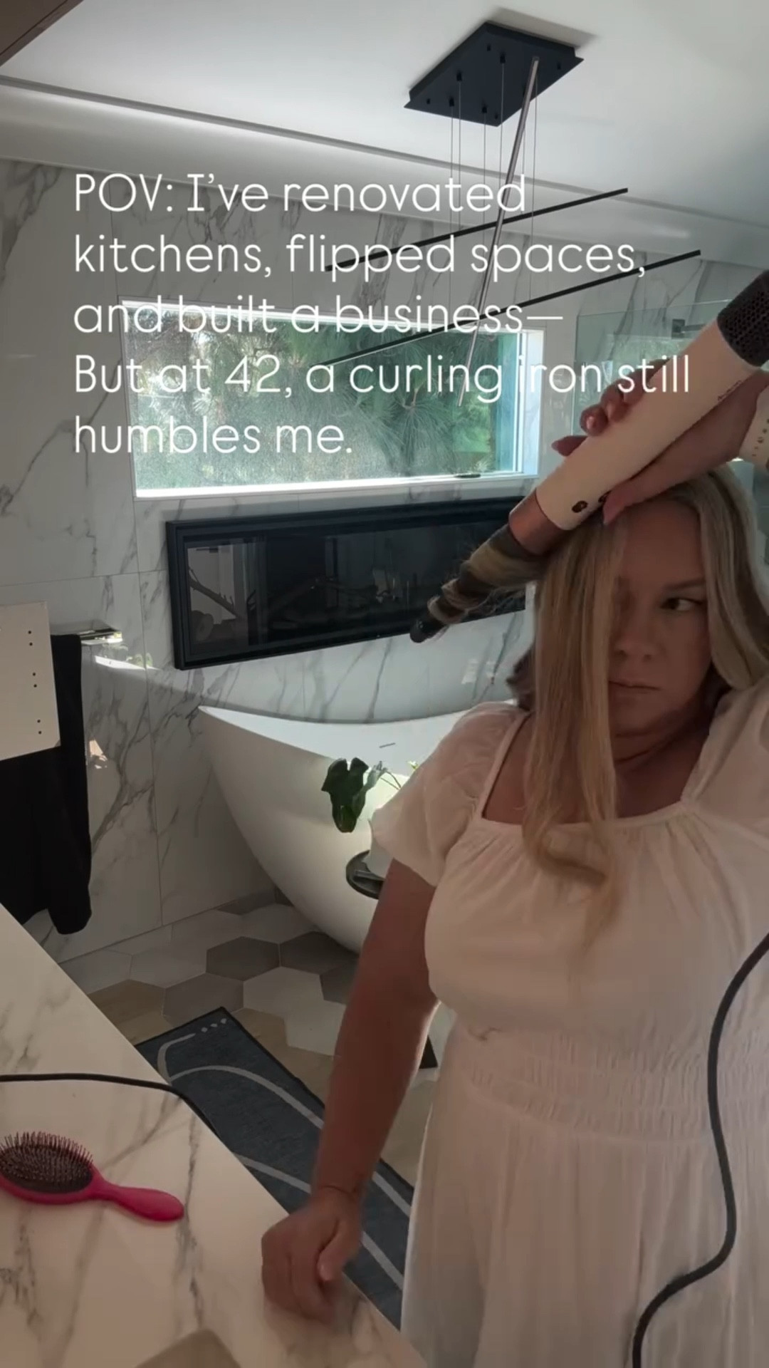✨✨✨ I can demo a backsplash blindfolded and pick the perfect white paint in my sleep…
But tame my hair with hot tools? Suddenly I need emotional support and a user manual.

✨ So here I am, mastering blowouts like I master room layouts… One sleek curl at a time, courtesy of my new Dyson Airwrap.

Tell me your favorite styling tool—or should I say, lifesaver? 👇

#DesignBossChronicles #DysonAirwrapMagic #HotToolsHumility #MidlifeHairGoals #FaceOfTheBrand