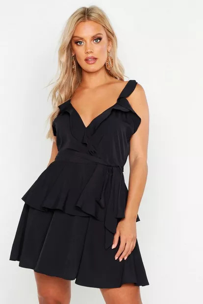 Plus Ruffle Tie Waist Skater Dress | Boohoo.com (UK & IE)