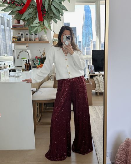 Sequin pants 

Holiday look, holiday outfit, holiday party outfit 

#LTKSeasonal #LTKsalealert #LTKHoliday