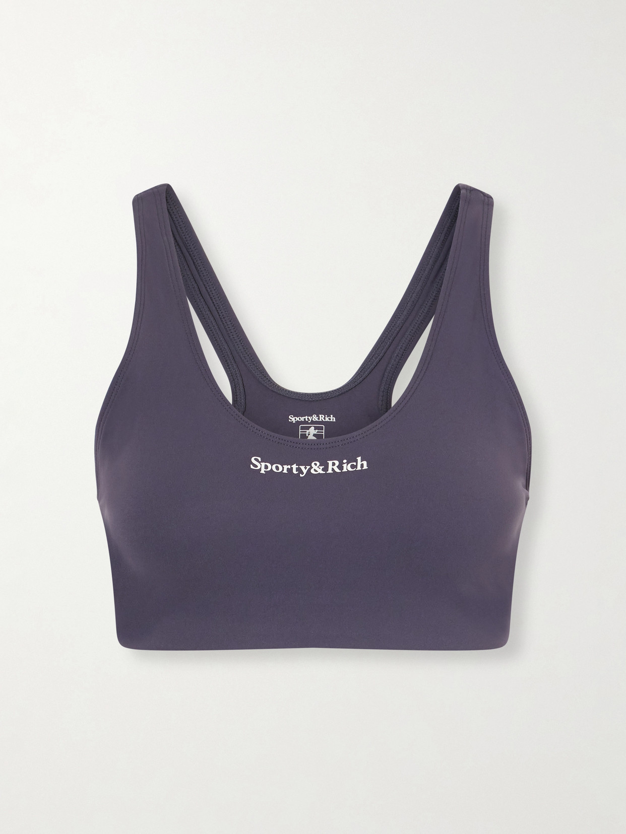 Sporty & Rich - Logo-print Stretch-jersey Sports Bra - Gray | NET-A-PORTER (UK & EU)