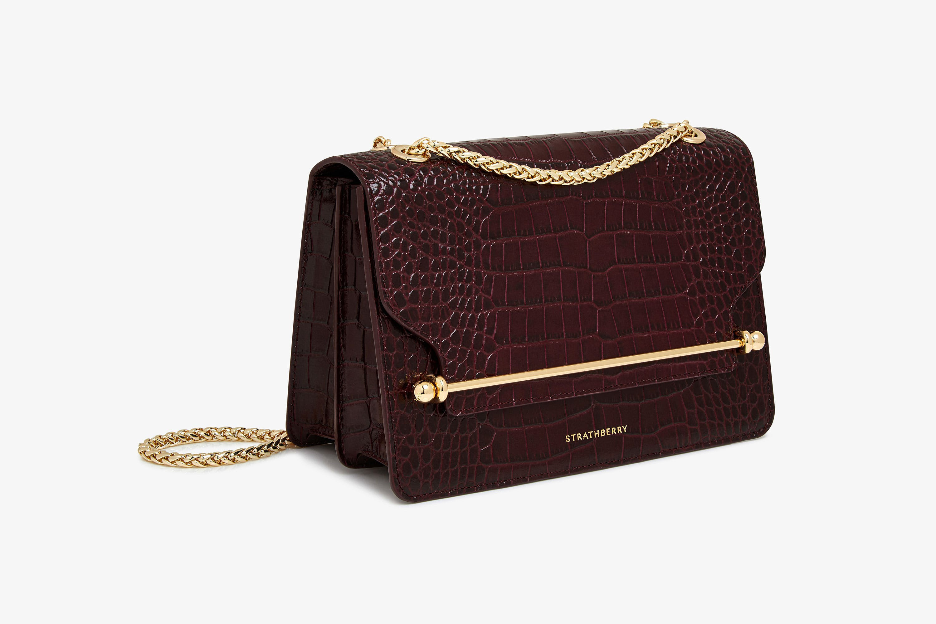 Strathberry - East/West - Crossbody Leather Handbag - Burgundy | Strathberry