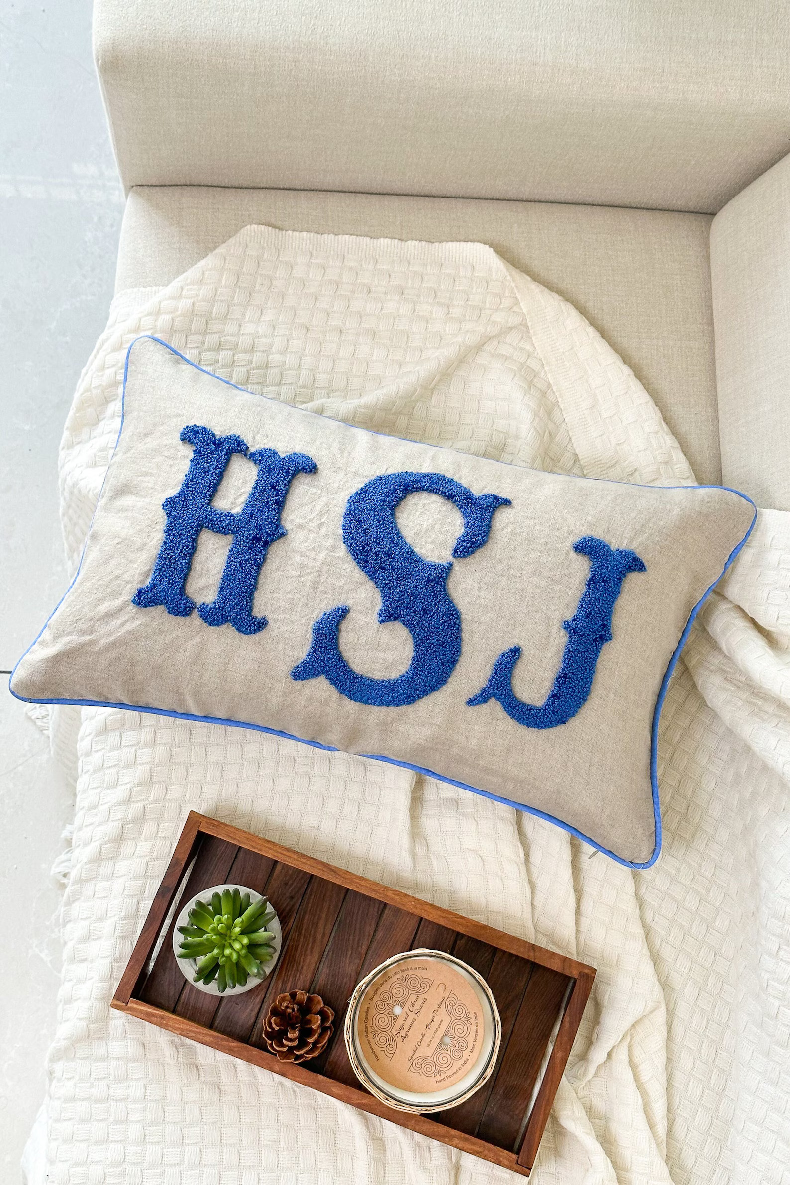 Custom Monogrammed Pillow Cover With Punch Needle Embroidery, Personalized Wedding Gift for Coupl... | Etsy (US)