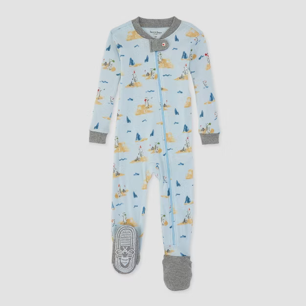 Burt's Bees Baby® Baby Snowball Fight Organic Cotton Footed Pajama - Light Blue | Target