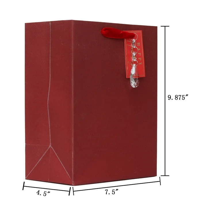 Medium Red Christmas Paper Gift Bag, 7.5" x 4.5" x 9.87", by My Texas House | Walmart (US)