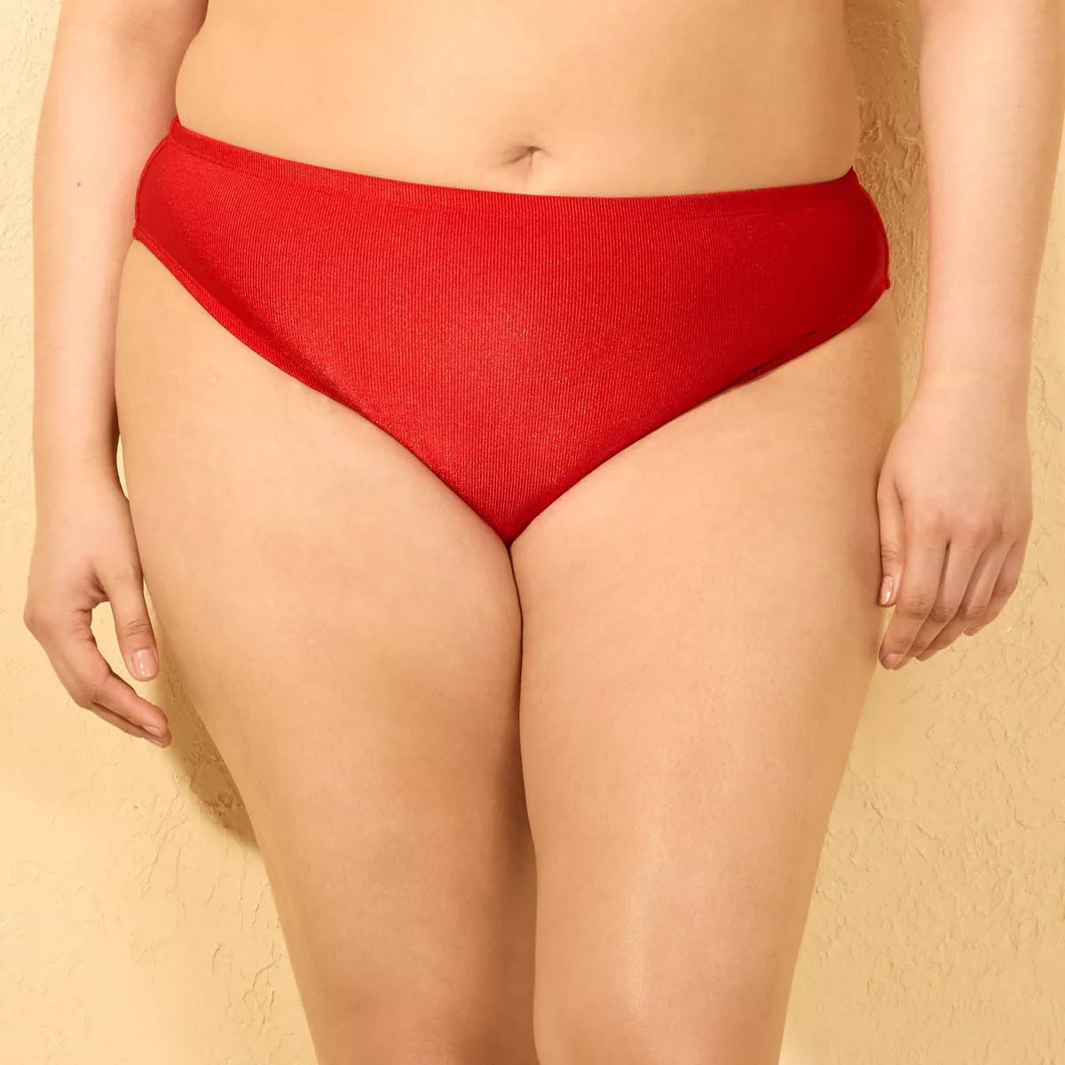 Women's Shiny Ribbed Mid-Rise High Leg Cheeky Bikini Bottom - Wild Fable™ | Target